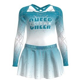  female halter top blue and white cheerleading outfit