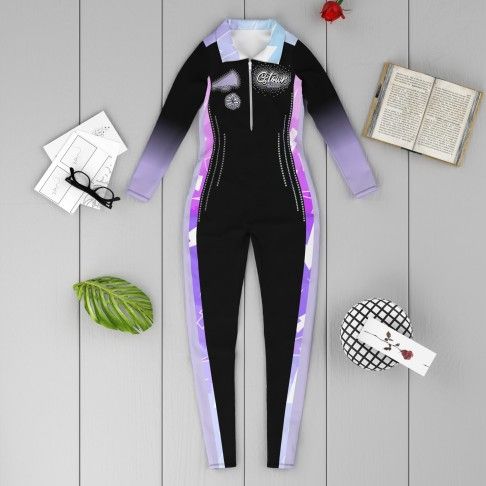 athletic cheerleader warm up gear purple 6