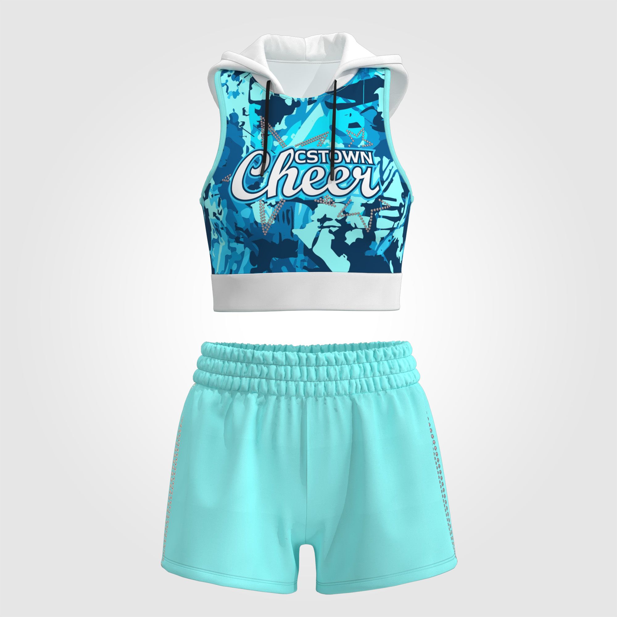 youth light blue cheerleader practice wear