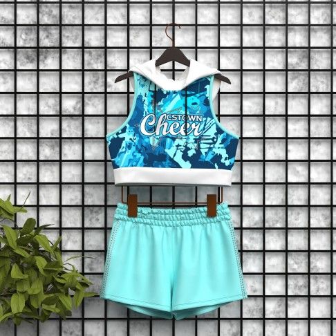 youth light blue cheerleader practice wear blue 5