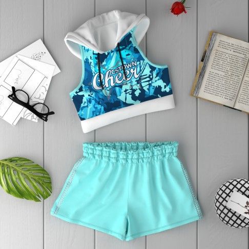 youth light blue cheerleader practice wear blue 6