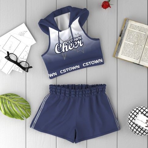 youth light blue cheerleader practice wear navy blue 6