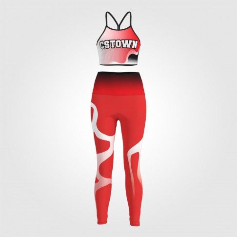 custom teamwork cheer practice wear red 0