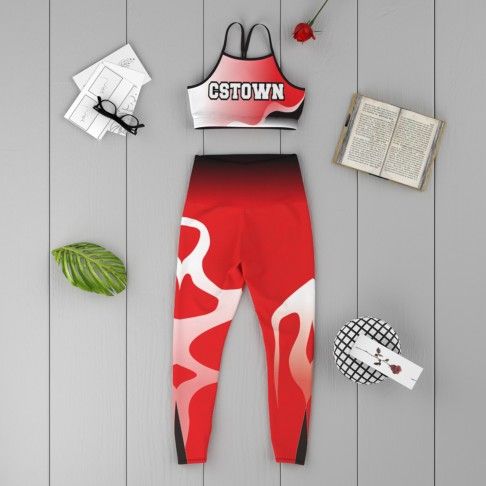 custom teamwork cheer practice wear red 6