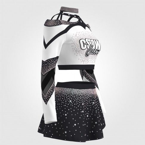 adult white vintage cheer uniform black 3