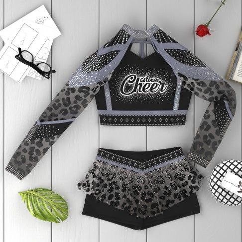 custom hot black and blue cheer costume black 6