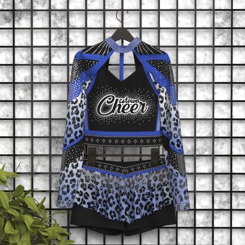 custom hot black and blue cheer costume blue 5