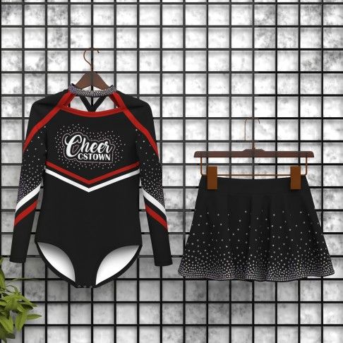 long sleeve black youth cheer costume black 5