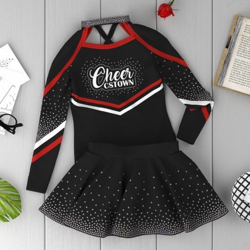 long sleeve black youth cheer costume black 6