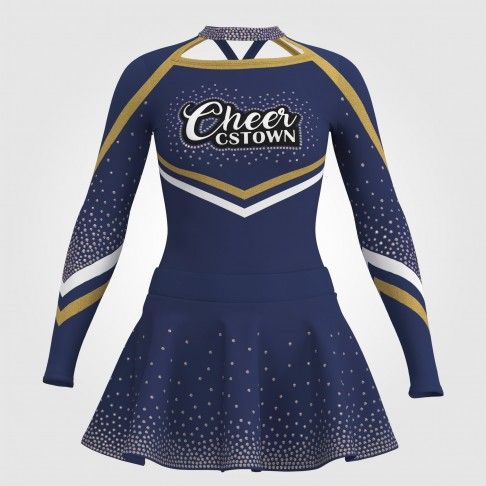 long sleeve black youth cheer costume blue 0