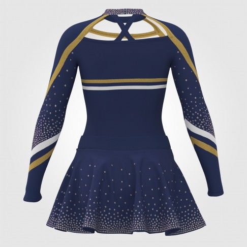 long sleeve black youth cheer costume blue 1