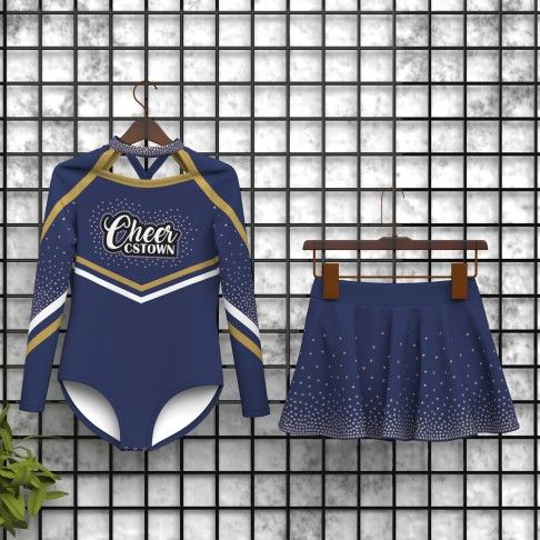 long sleeve black youth cheer costume blue 5