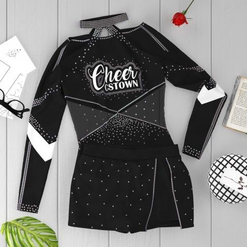 womens black long sleeve cheerleading uniform black 6