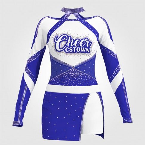 womens black long sleeve cheerleading uniform blue 0