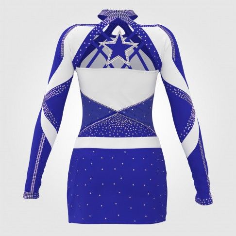 womens black long sleeve cheerleading uniform blue 1