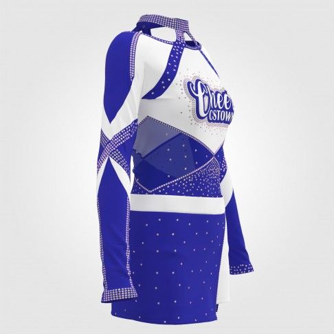 womens black long sleeve cheerleading uniform blue 3