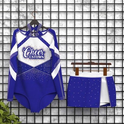 womens black long sleeve cheerleading uniform blue 5