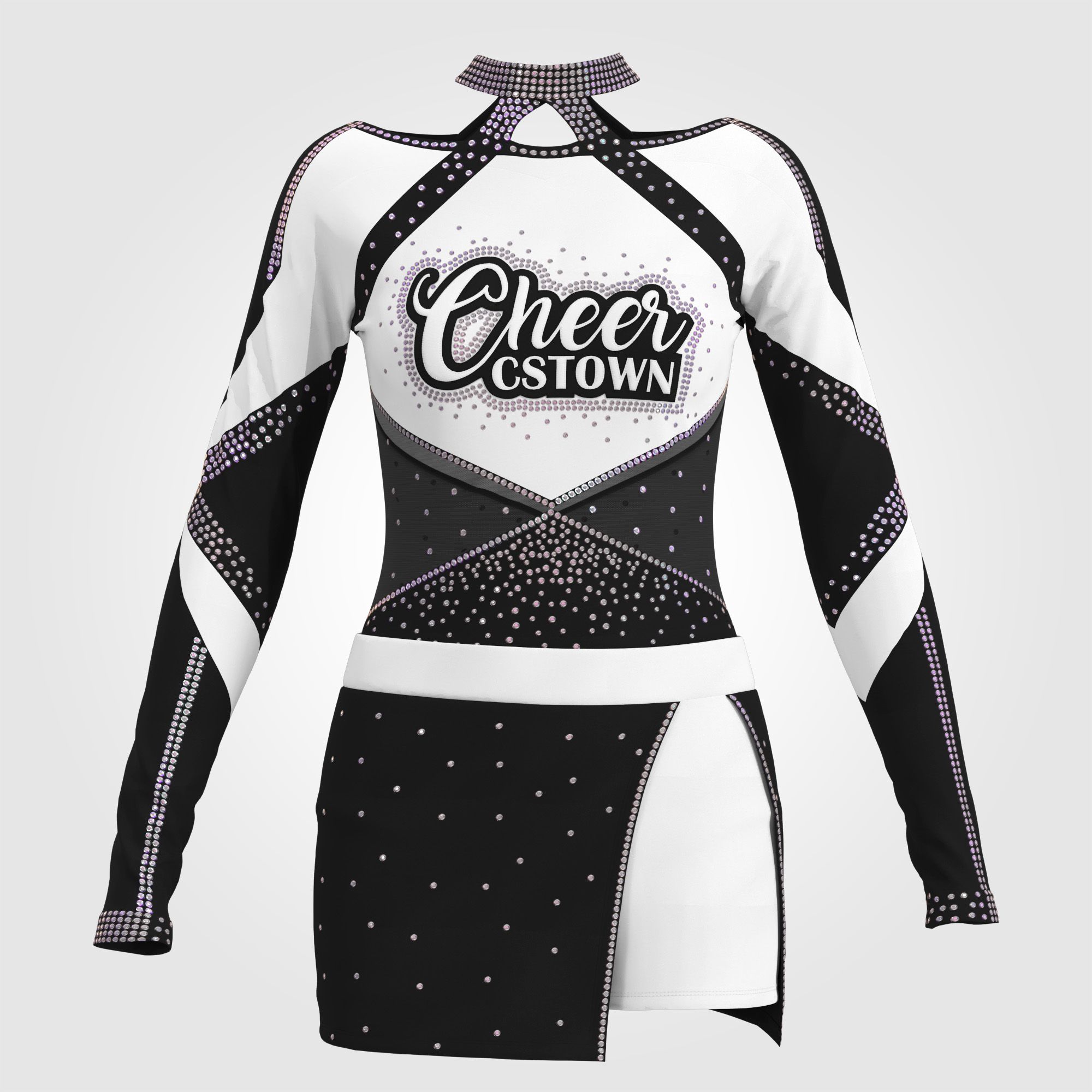 womens black long sleeve cheerleading uniform