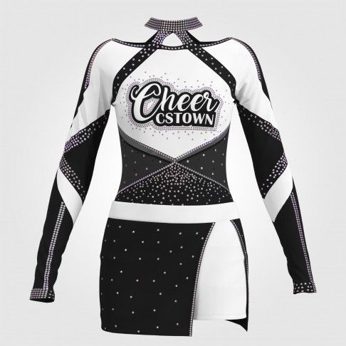 womens black long sleeve cheerleading uniform white 0