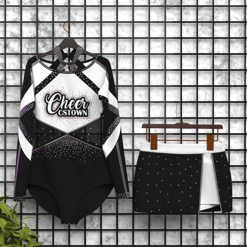 womens black long sleeve cheerleading uniform white 5