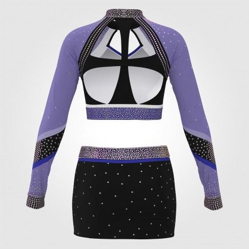 womens 2 piece purple cheerleader costume blue 1