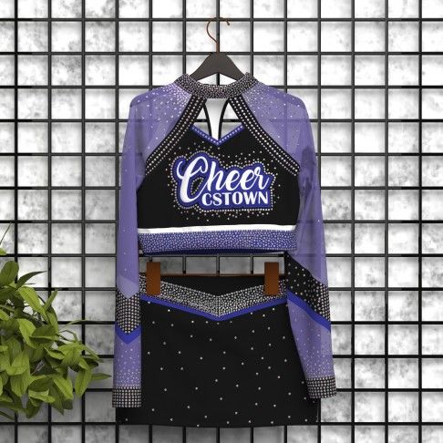 womens 2 piece purple cheerleader costume blue 5