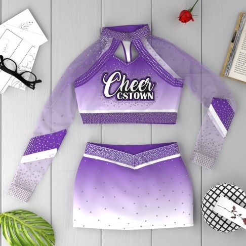 womens 2 piece purple cheerleader costume purple 6