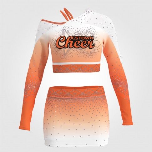 long sleeve blue cheer outfit for women orange 0