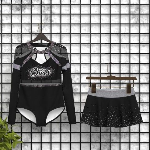 womens modest black cheerleader outfit black 5