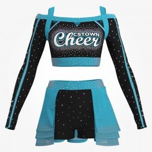 long sleeve blue and black youth cheer clothes