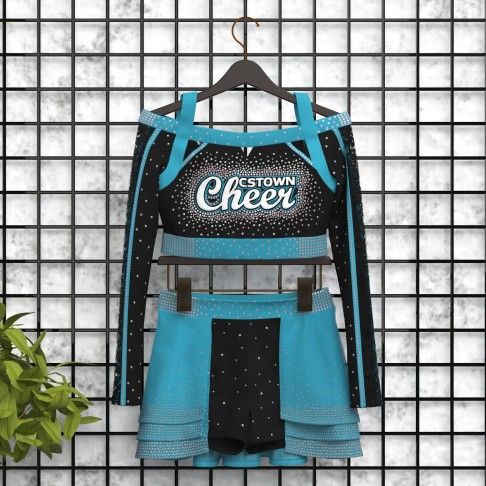 long sleeve blue and black youth cheer clothes blue 5