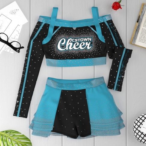 long sleeve blue and black youth cheer clothes blue 6