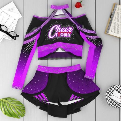 youth two piece purple cheerleader apparel black 6