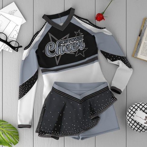 vintage two piece cheerleading uniforms black 6