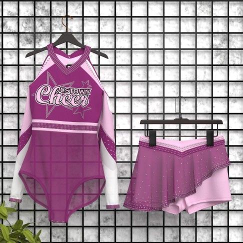 vintage two piece cheerleading uniforms pink 5