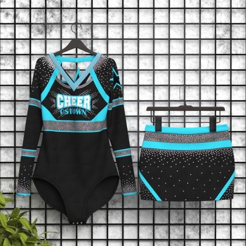 wholesale blank pink and black cheer uniform blue 5