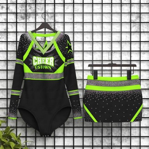 wholesale blank pink and black cheer uniform green 5