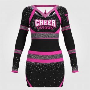 wholesale blank pink and black cheer uniform