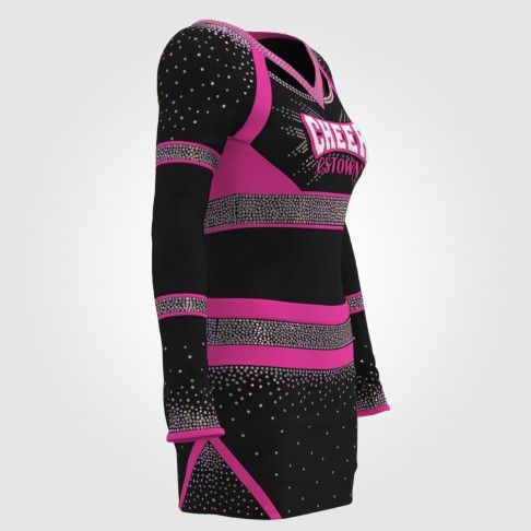 wholesale blank pink and black cheer uniform pink 3