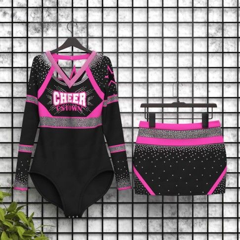 wholesale blank pink and black cheer uniform pink 5