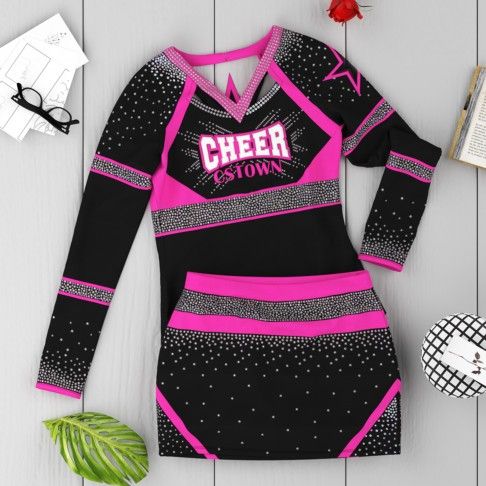 wholesale blank pink and black cheer uniform pink 6