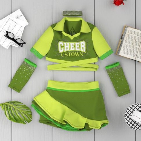 custom purple cheer leading uniform green 6