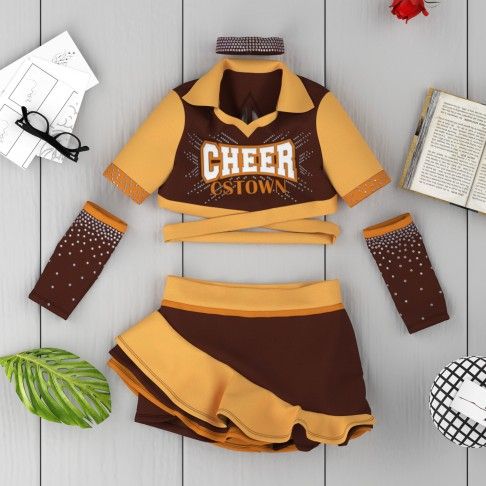 custom purple cheer leading uniform orange 6