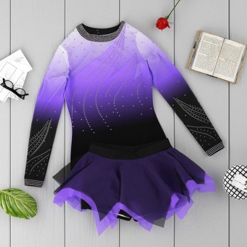 wholesale purple and black cheer uniform purple 6