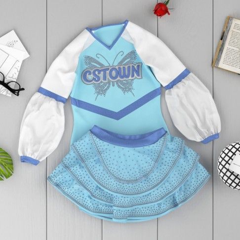 pink infant cheer uniforms blue 6