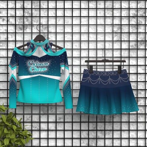 hot teal black and white cheer clothes green 5