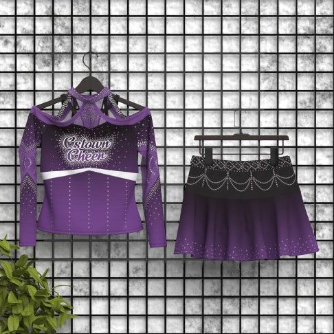 hot teal black and white cheer clothes purple 5