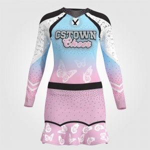 pink and blue all star cheerleading costume