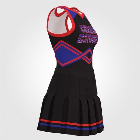  2 piece white sideline  cheer uniforms black 3