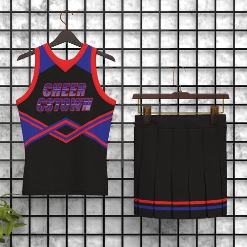  2 piece white sideline  cheer uniforms black 5